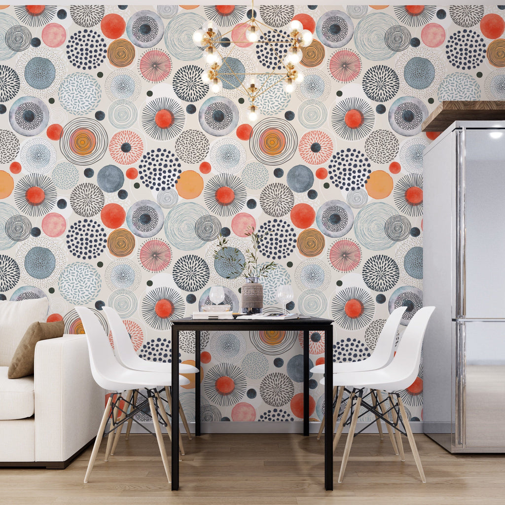 Abstract Art Doodle Circle Wallpaper Peel and stick Wallpaper EazzyWalls 
