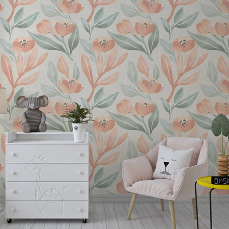 Soft Watercolor Vintage Floral Wallpaper Removable Wallpaper EazzyWalls 