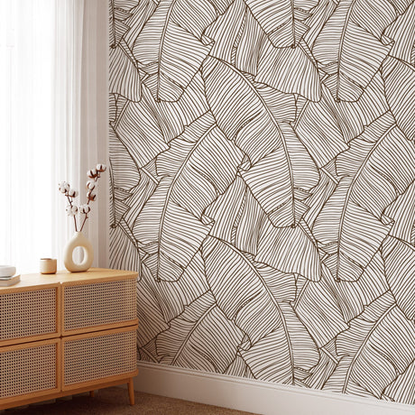 Banana Leaves Wallpaper - Brown Wallpaper Peel and Stick EazzyWalls