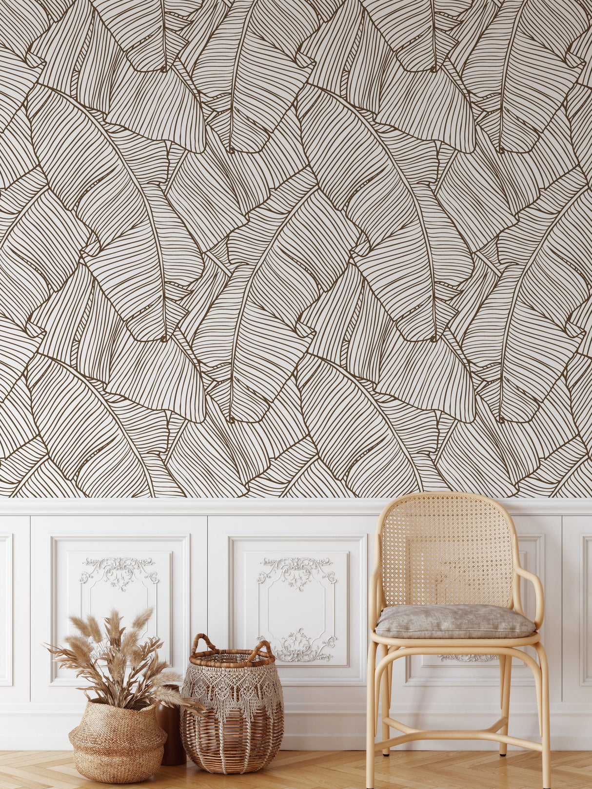 Banana Leaves Wallpaper - Brown Wallpaper Peel and Stick EazzyWalls