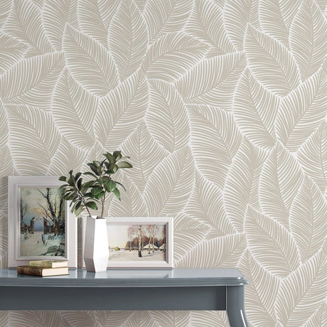 Neutral Toned Elegant Leaves Wallpaper