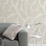 Neutral Toned Elegant Leaves Wallpaper