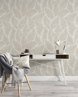 Neutral Toned Elegant Leaves Wallpaper